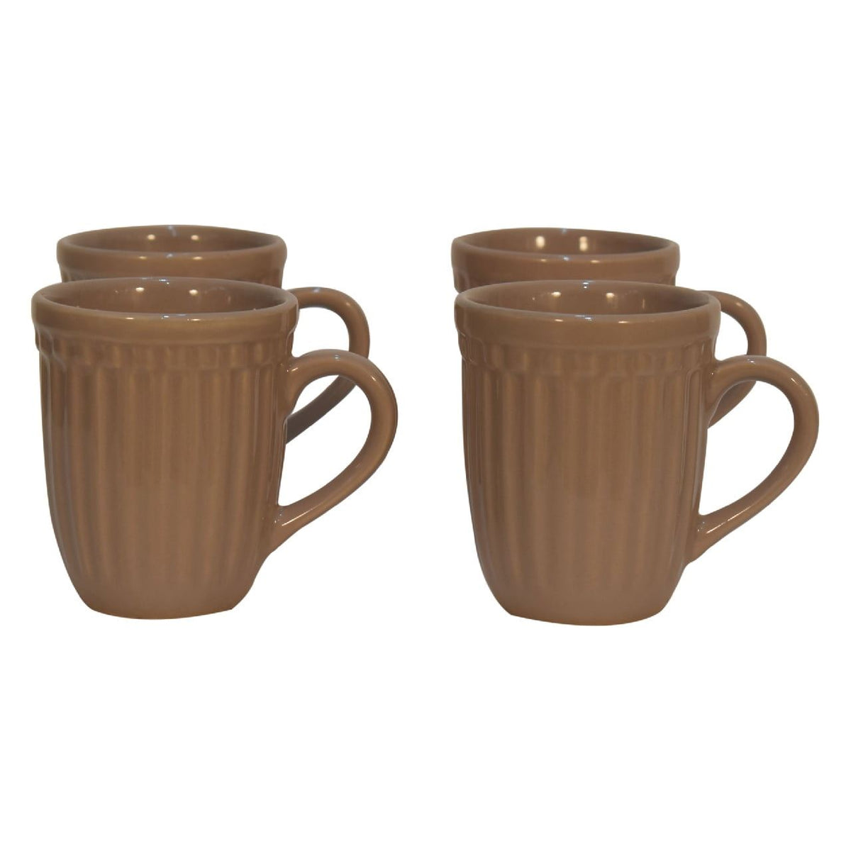 Artisan Beige Ribbed Mug Set of 4