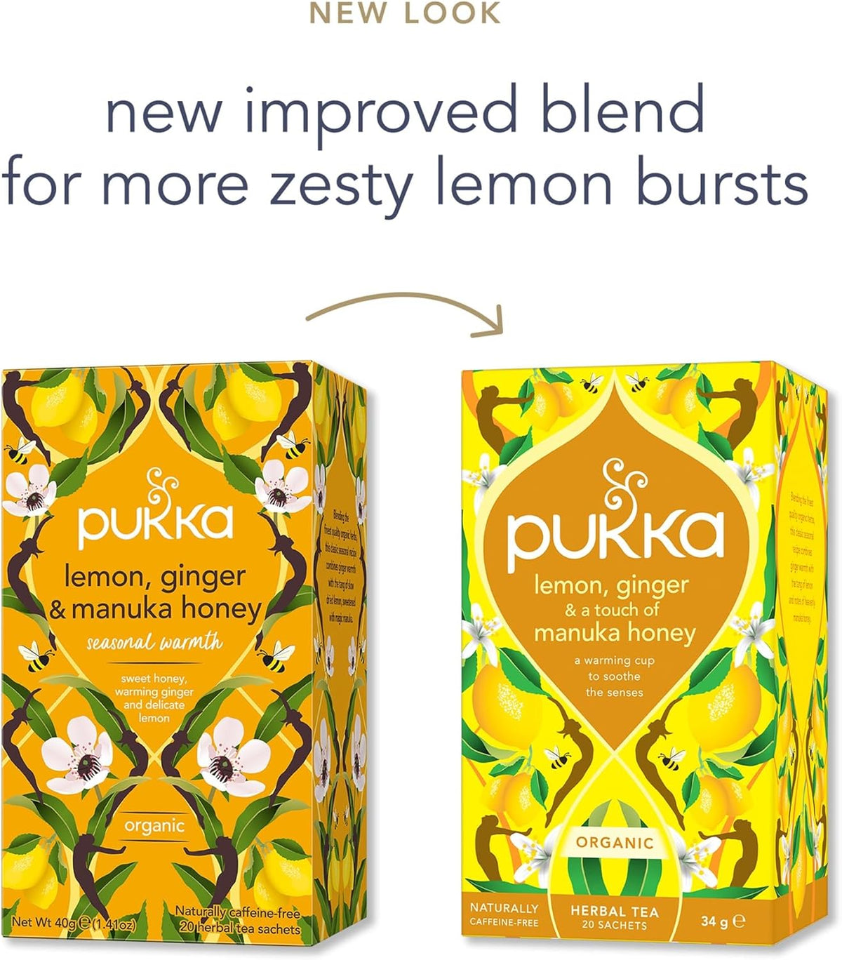 4 x Pukka Bio Zitrone Ingwer Manuka-Honig Tee 20 Beutel