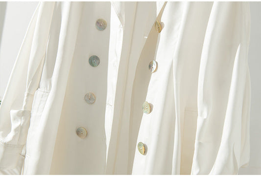 Women's Mid-Length Trench Coat | Silk Waist Belt | Elegant Winter Coat