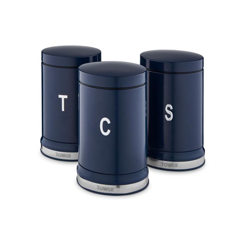 Tower Belle Set of 3 Canisters Midnight Blue