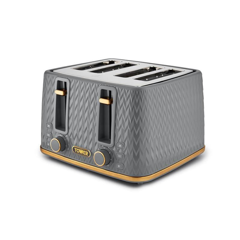 Tower Empire Grey 4 Slice Toaster UK Plug