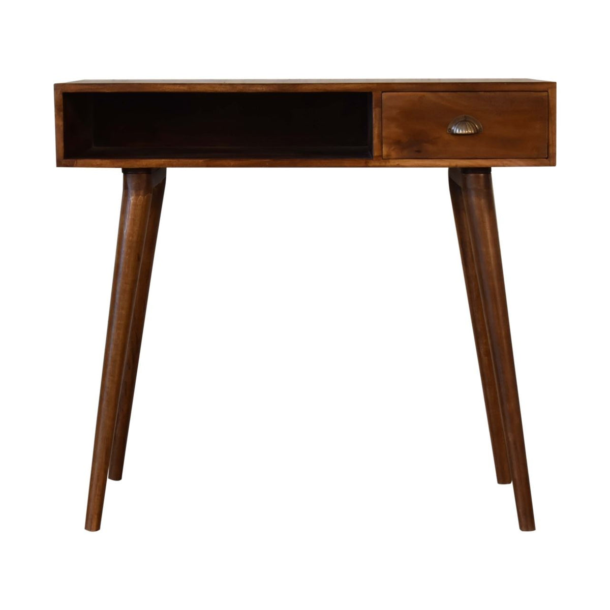Artisan Solid Wood Chestnut Writing Desk with Open Slot