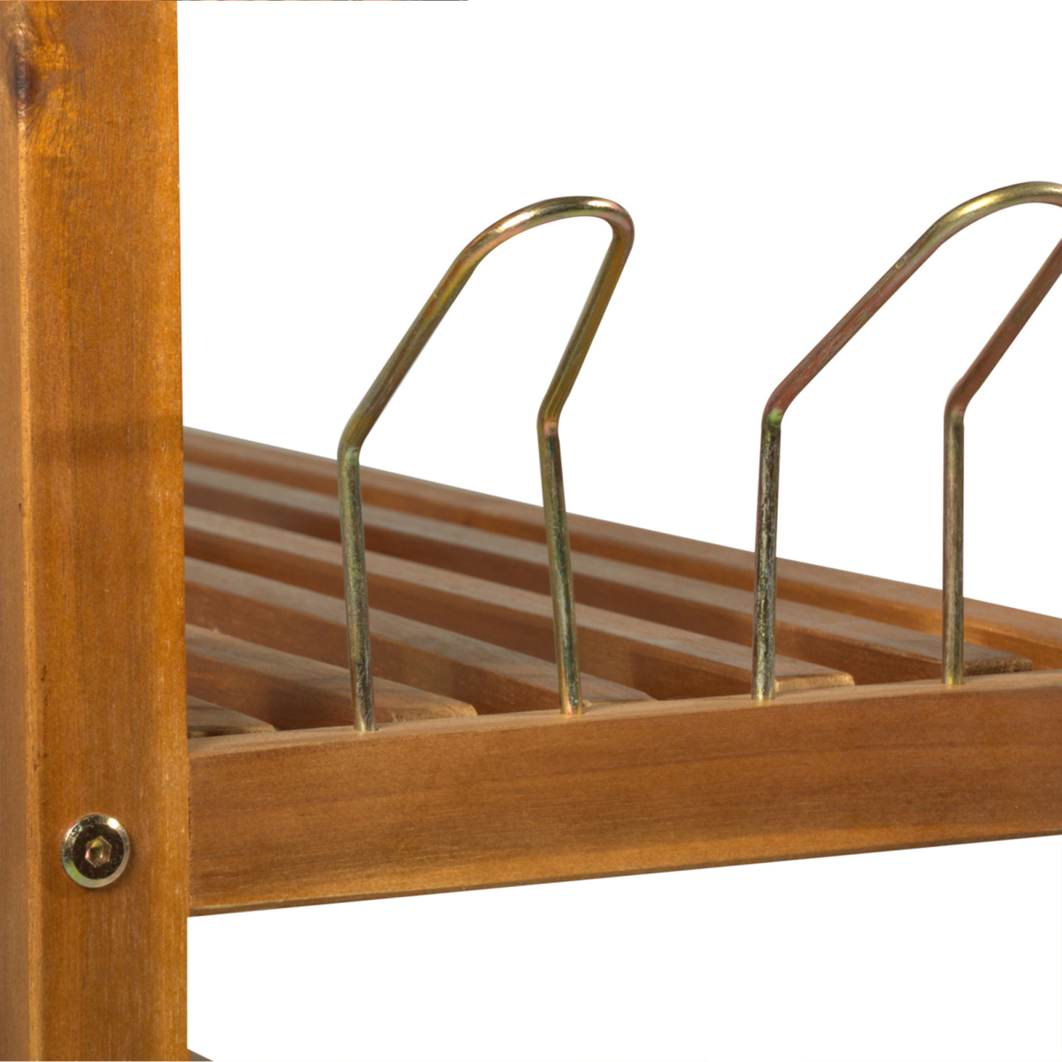5-Tier Shoe Rack Acacia Wood Shoe Storage Shelf Teak