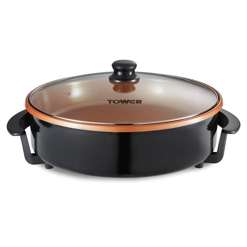 Tower Cerasure Copper Electric 1500W Multi Pan with Glass Lid Copper UK Plug