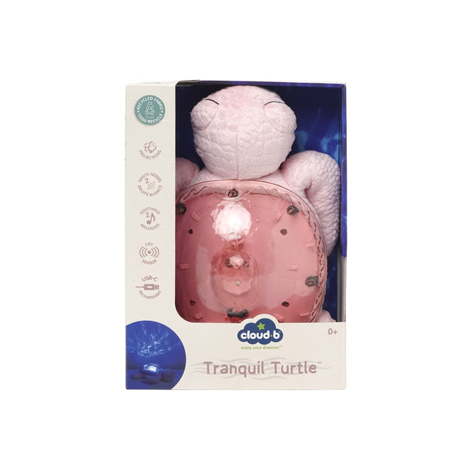 Cloud B Tranquil Turtle Rechargeable Night Light – Ocean Projection & Cry Sensor | Pink