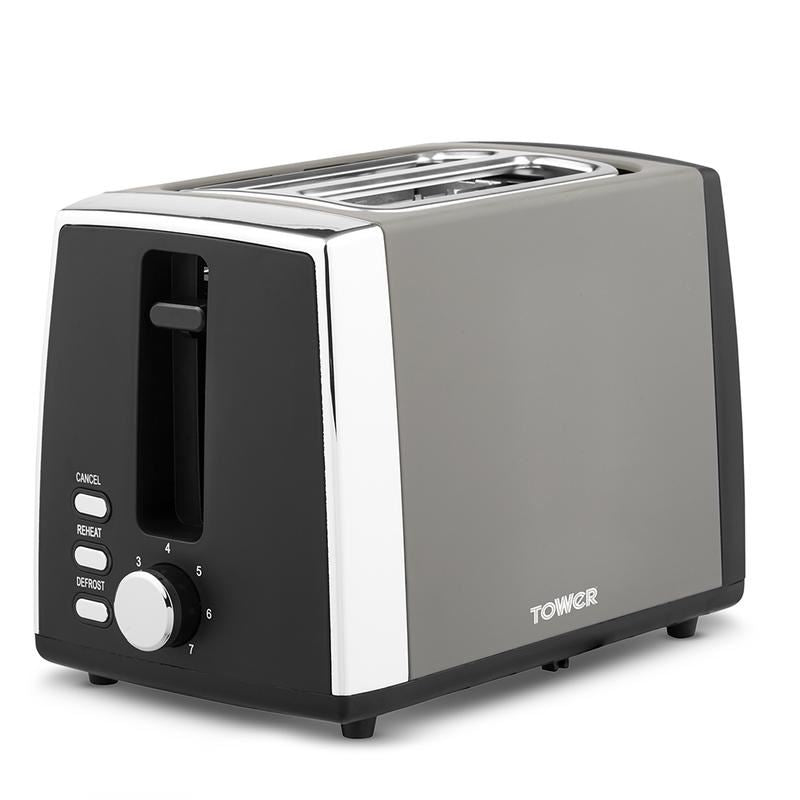 Tower Ash Grey 2 Slice Toaster UK Plug