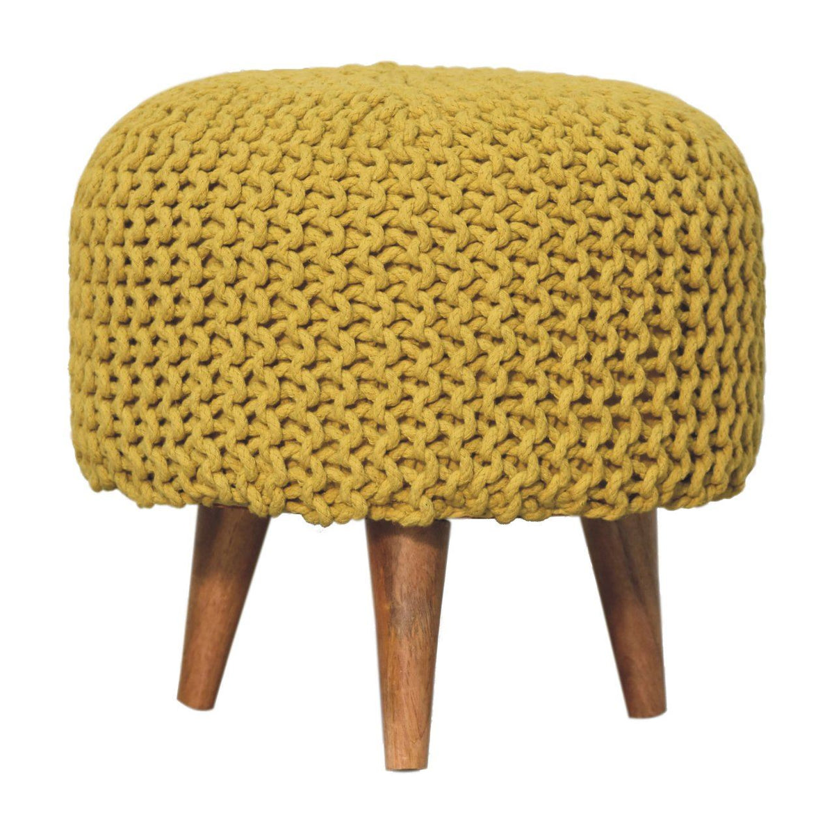 Artisan Keeva Mustard Round Footstool