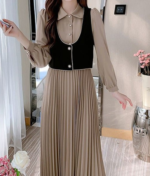 Fashionable Western-style Waistcoat Suit For Women With Small Mid-length Long Sleeves