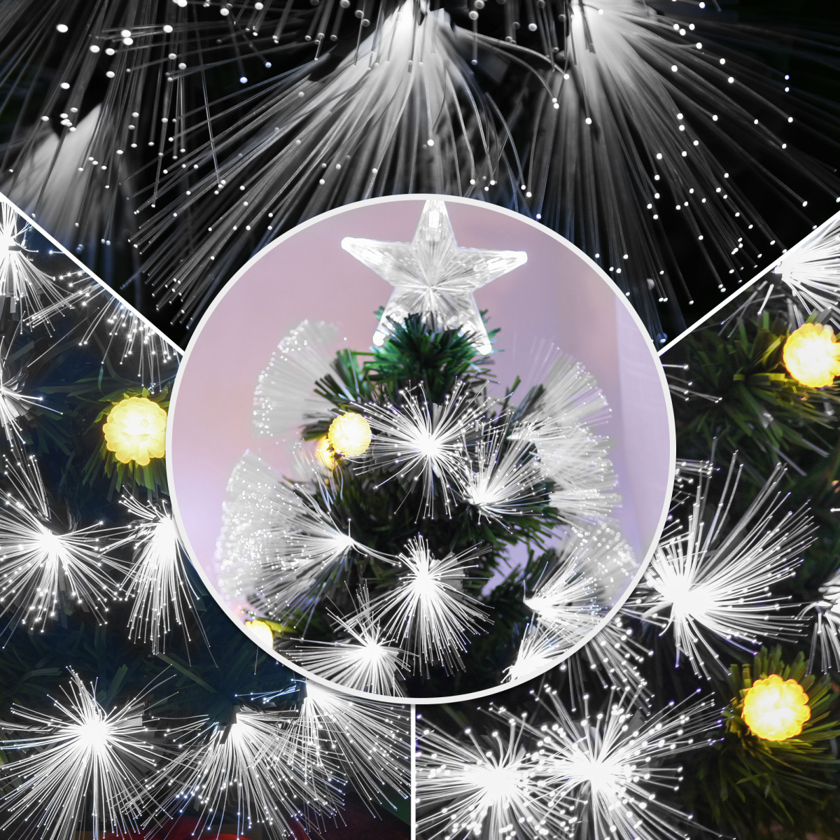 5ft White Light Christmas Tree 90 LEDs Star Topper Tri-Base Pre-Lit Home