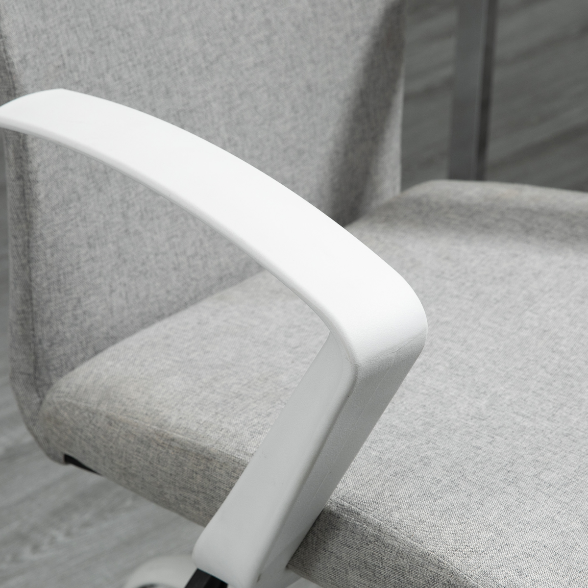 Office Chair Linen Swivel Computer Desk Chair Home Study Task Chair, Light Grey