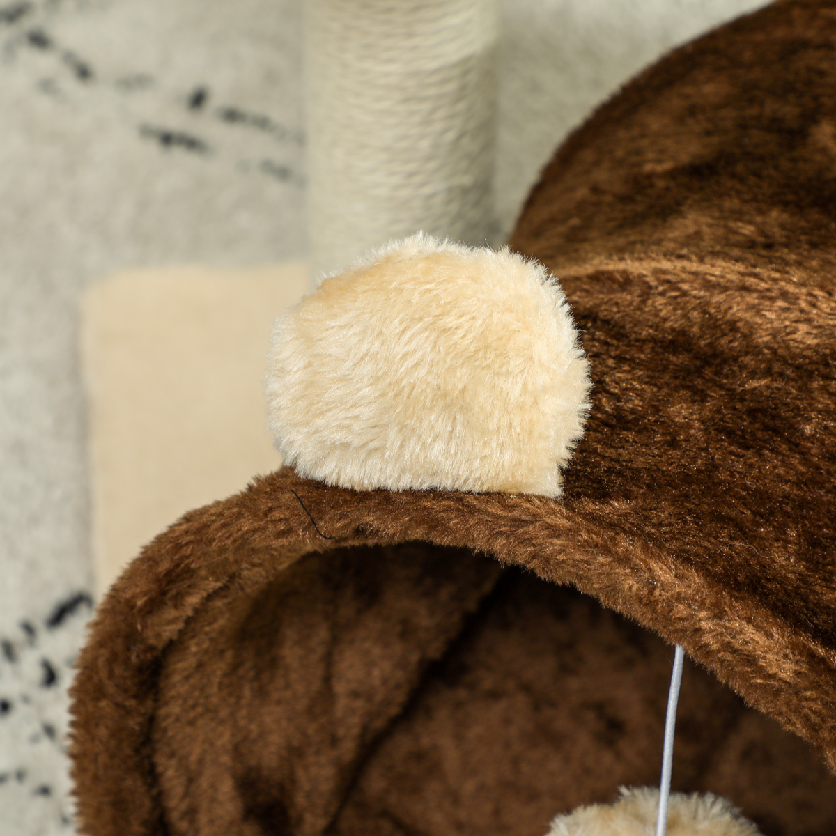 PawHut Cat Tree w/ Scratching Post, Bed, Cat Tunnel, Toy Ball, Dark Brown