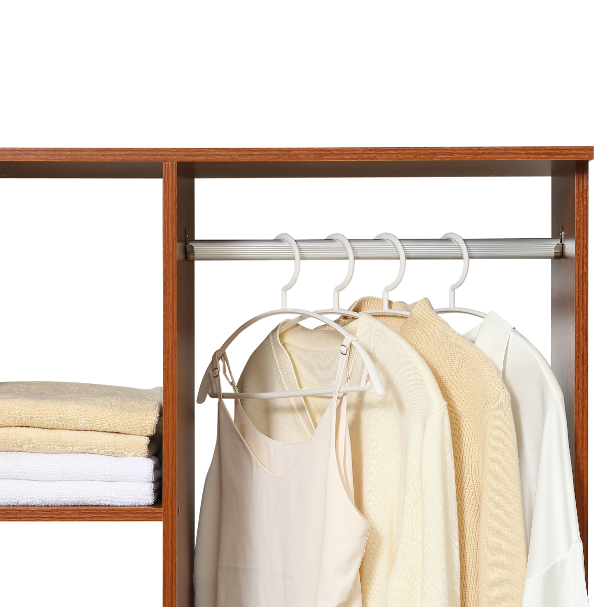 Open Wardrobe W/ Clothes Hanging Rail-Walnut