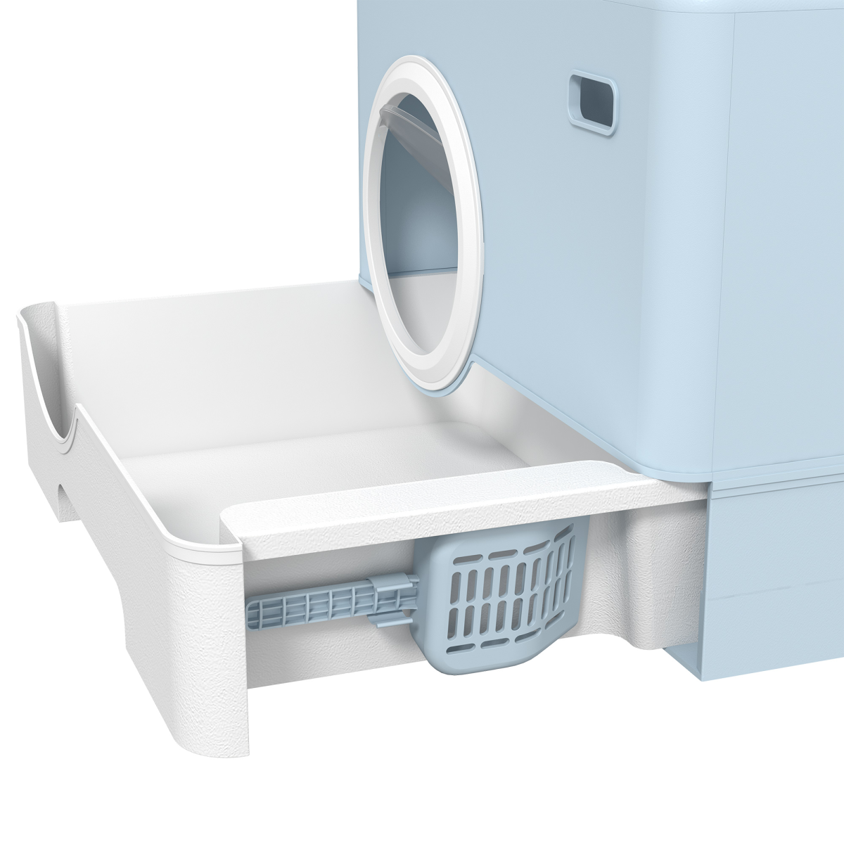PawHut Enclosed Cat Litter Tray with Lid, Front Entry, Top Exit, Scoop - Blue