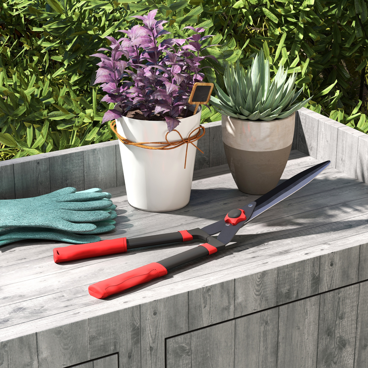 Outsunny Garden Shears, 63.5 cm Hedge Shears with Razor-Sharp Blades