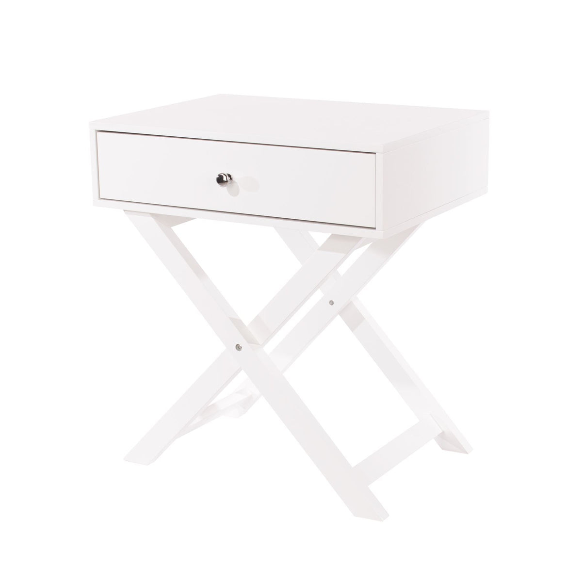 Options White X Leg 1 Drawer Petite Bedside Cabinet