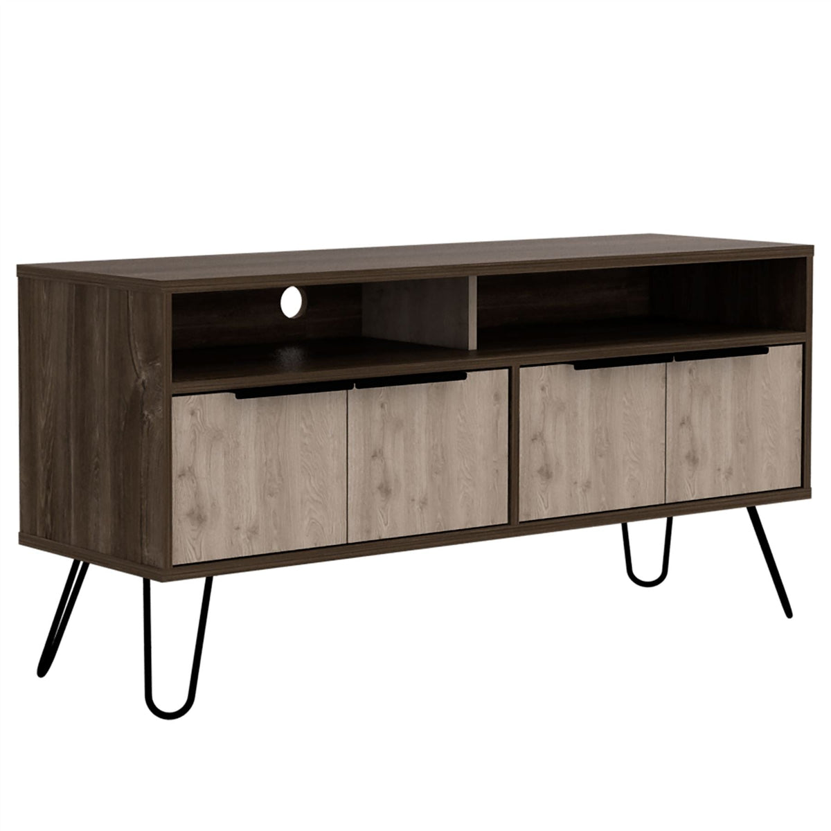 Nevada Smoked Oak Wide Screen TV Rack With 4 Doors