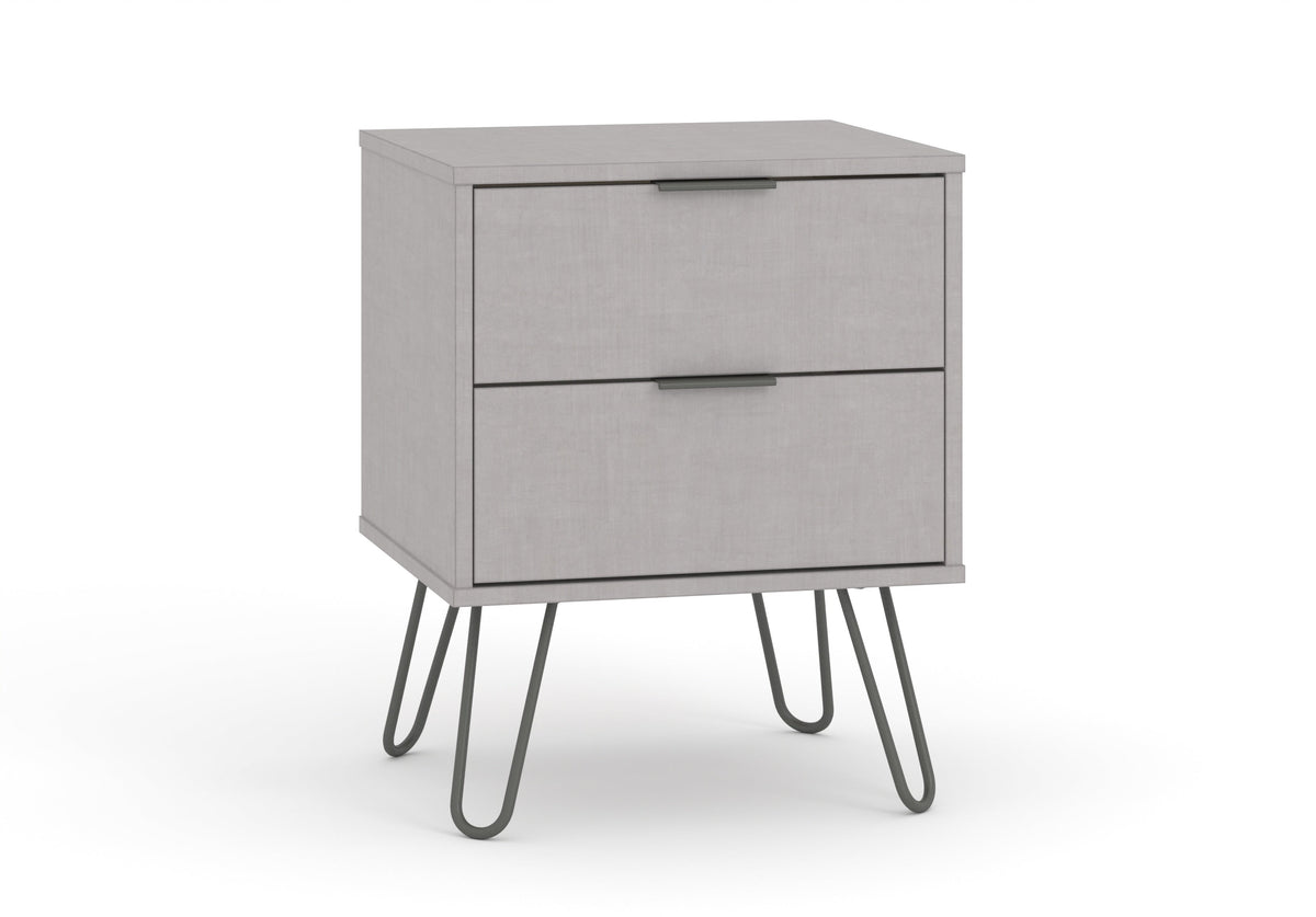 Augusta Grey 2 Drawer Bedside Cabinet