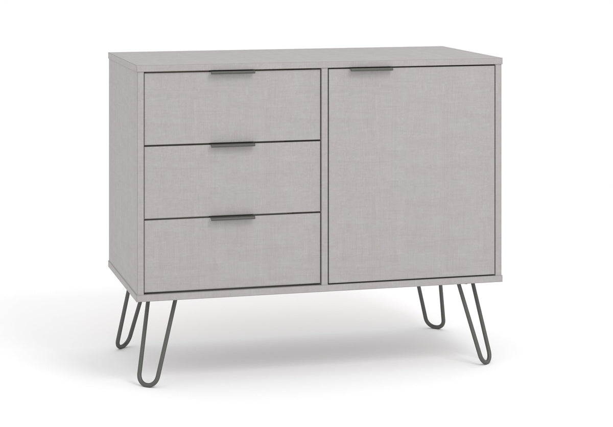 Augusta Grey Small Sideboard With 1 Doors 3 Drawers