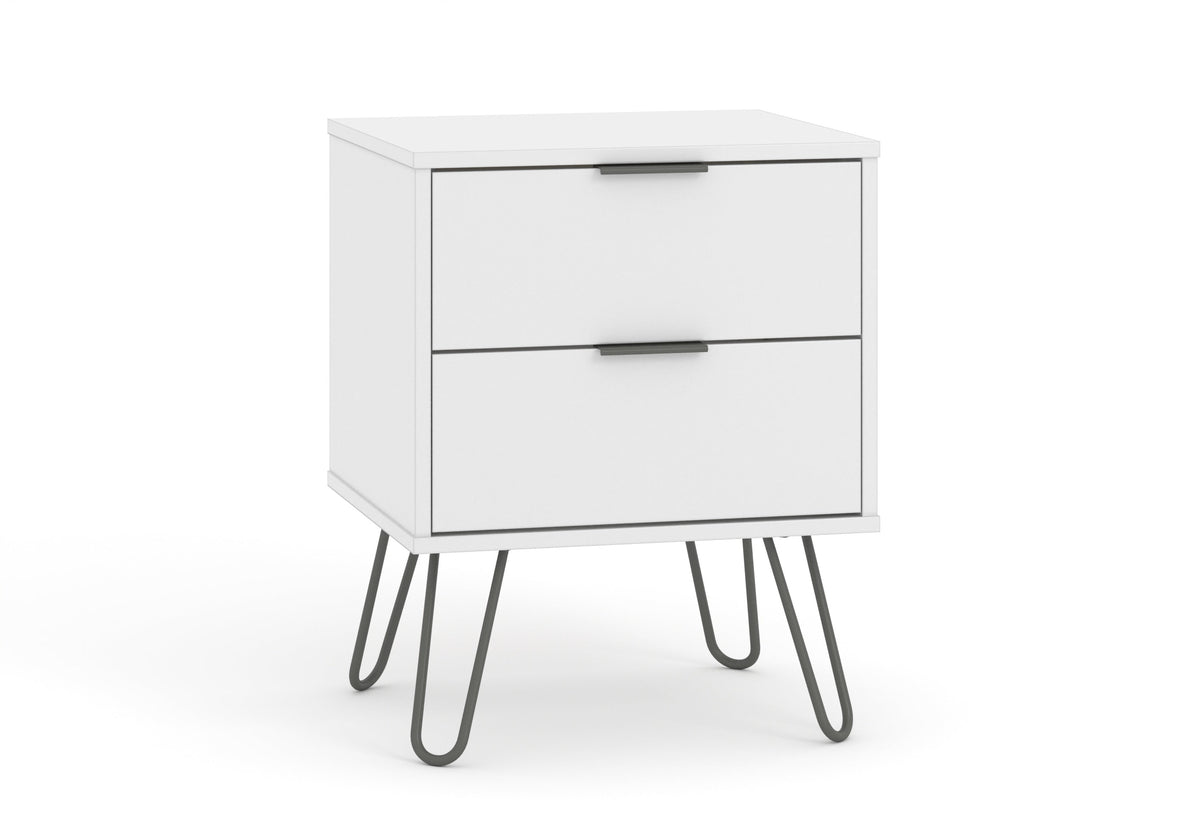 Augusta White 2 Drawer Bedside Cabinet