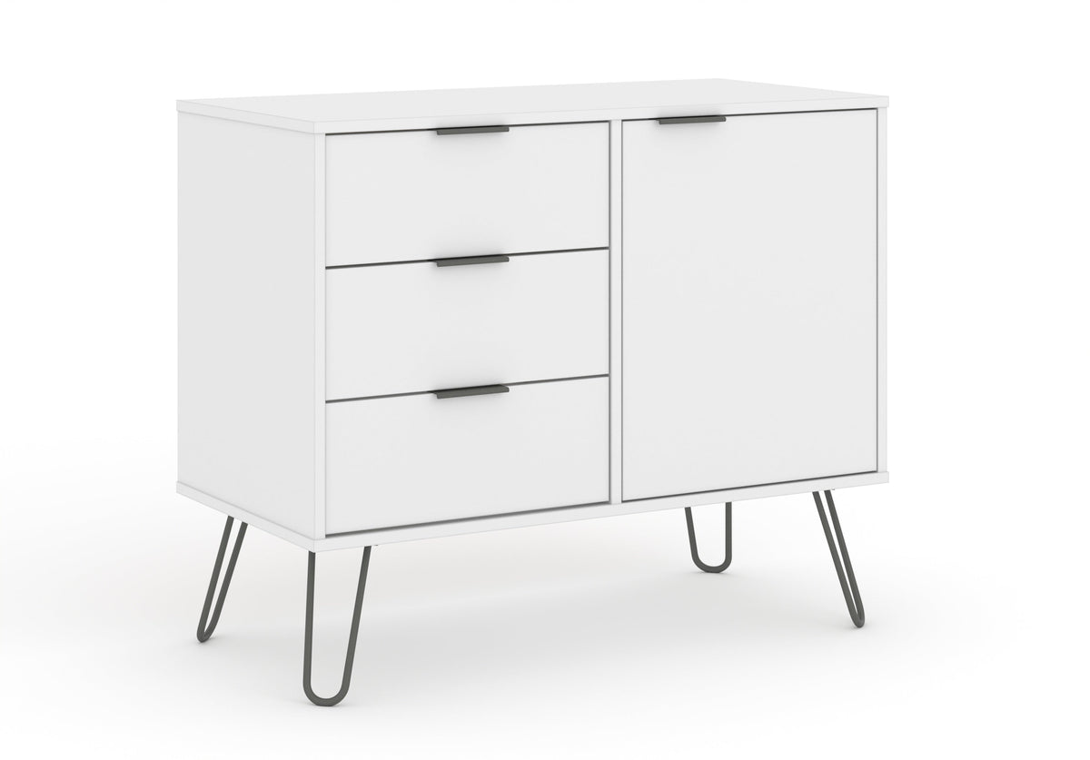 Augusta White Small Sideboard With 1 Door 3 Drawers