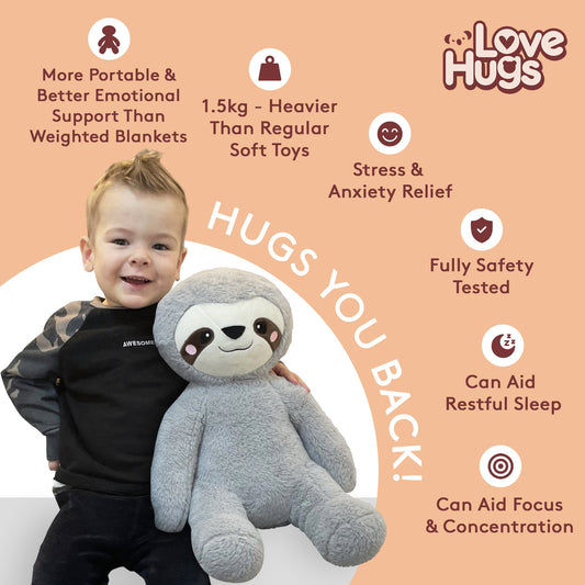 LoveHugs 1.5kg Weighted Sloth Teddy – Anxiety & Stress Relief Stuffed Animal