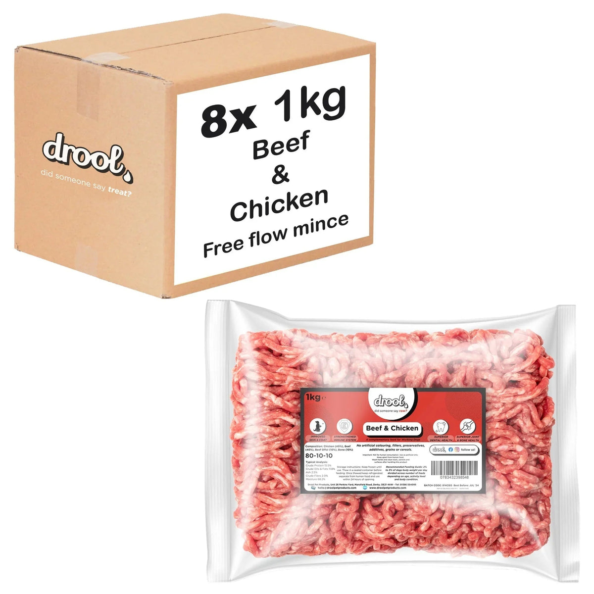 Drool Mince Freeflow Beef & Chicken 1kg