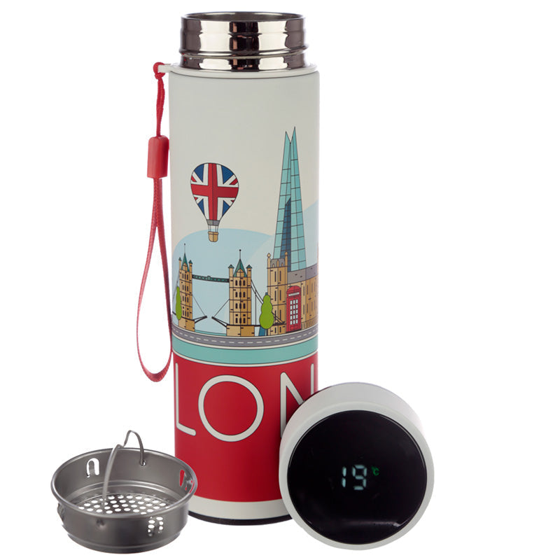 London Icons Hot & Cold Digital Thermometer Bottle