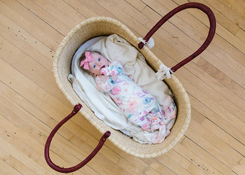 Copper Pearl Newborn Knotted Gown – Bloom Print | 0–4 Months