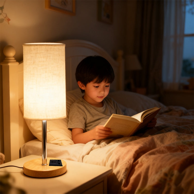 3 Way Dimmable Bedside Table Lamp with USB A & C Charging UK Plug Adjustable