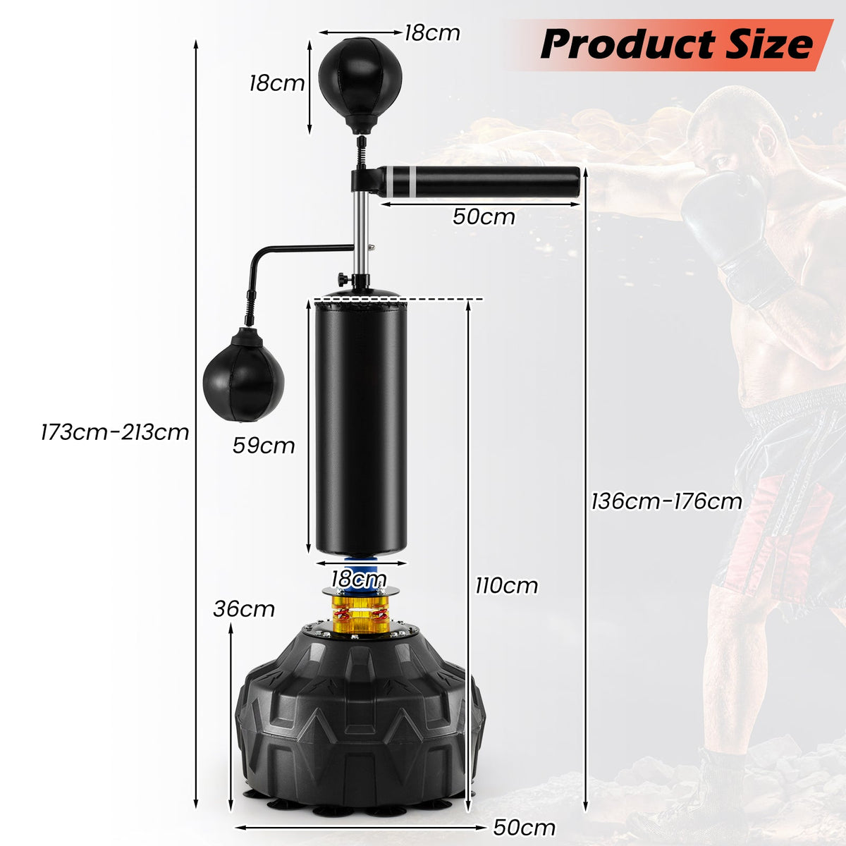 Boxing Speed Trainer Freestanding 360° Spinning Bar