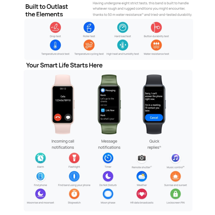 HUAWEI Band 8 NFC 1,47 Zoll AMOLED Smart Watch, unterstützt Herzfrequenz-/Blutdruck-/Blutsauerstoff-/Schlaf-Monitoring, HUAWEI Band 8 NFC