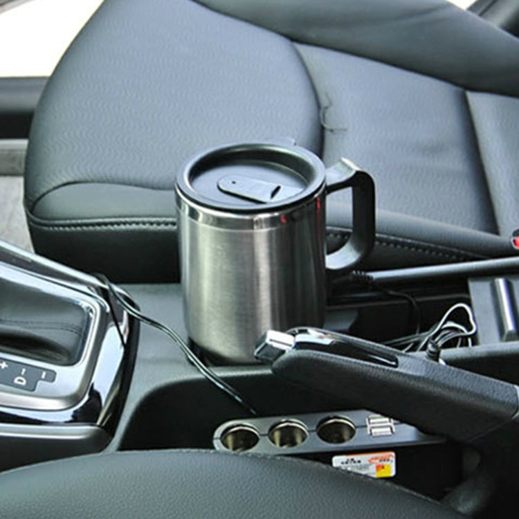 12V Car Electric Heated Mug – Stainless Steel, 300ml, Cigarette Lighter Powered