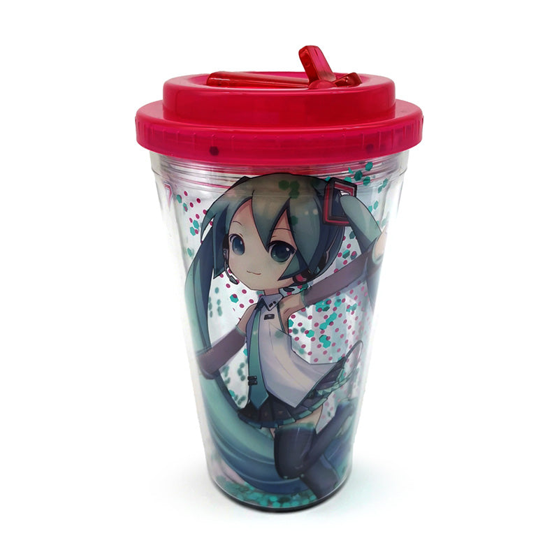 Shatterproof Double Walled Cup with Lid and Straw - Hatsune Miku