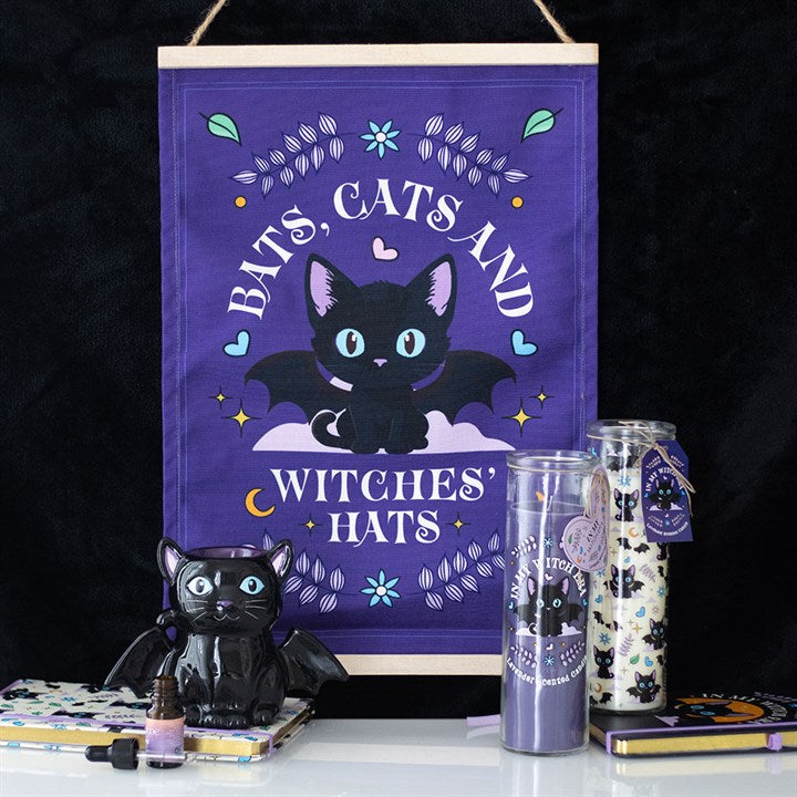 Cute and Creepy Cat Print Lavender Tube Candle