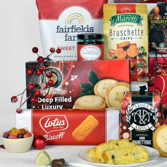 Cesta de alegría navideña – Cesta de regalos de comida festiva familiar