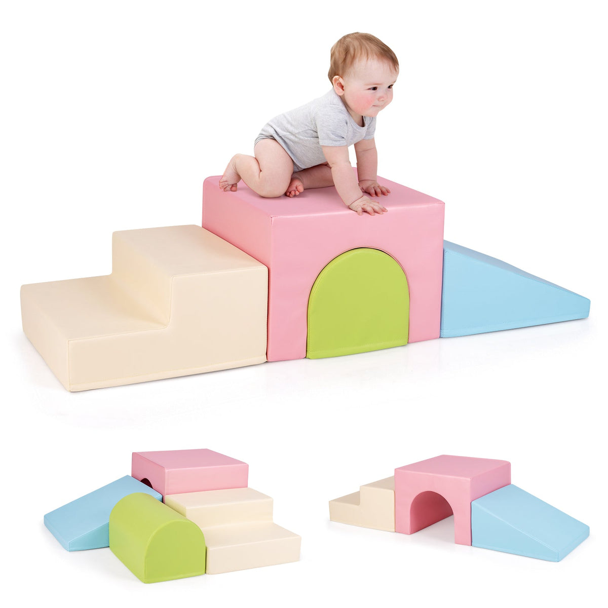 Climb and Crawl Foam Block Play Set for Infant Baby and Toddlers-Blue