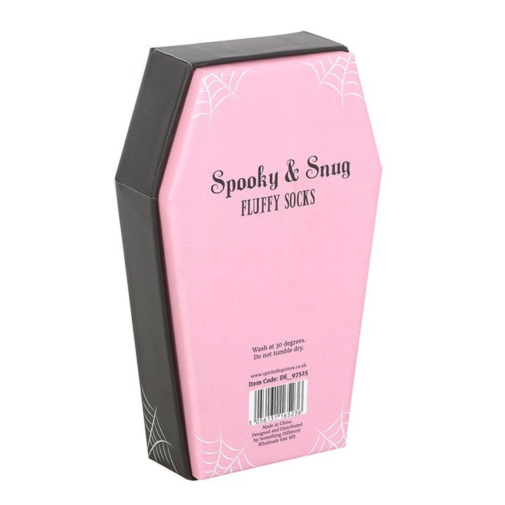 Pink and Black Striped Socks in Coffin Gift Box