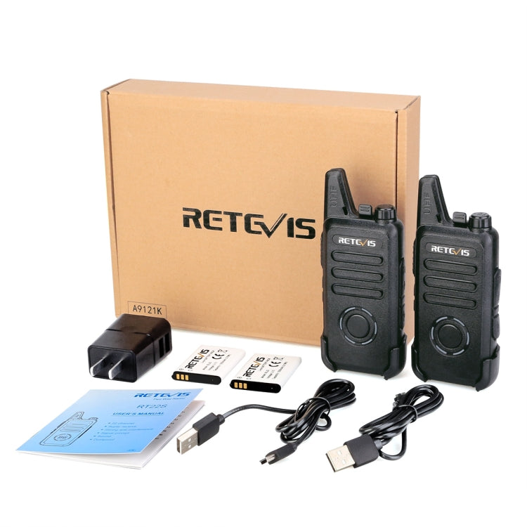1 Paar RETEVIS RT22S US Frequenz 22CHS FRS Lizenzfreies Funkgerät Handfunkgerät, US Stecker, RT22S