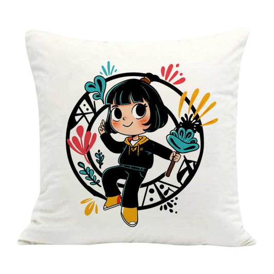 Funda de Cojín con Estampado de Niña | Funda de Almohada Suave Estampada para Sofá | 35cm, 40cm, 45cm