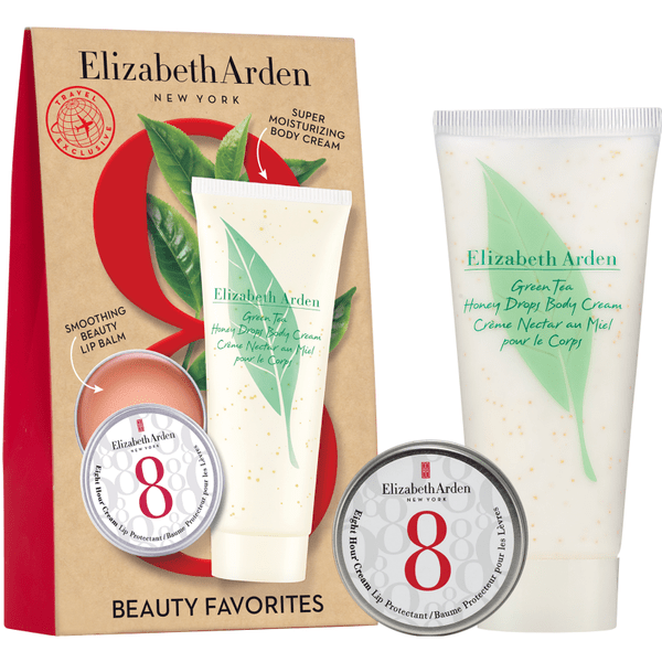Elizabeth Arden Green Tea Gift Set 100ml Green Tea Honey Drops Body Cream + 8hr Cream lip Protectant in Tin 13ml