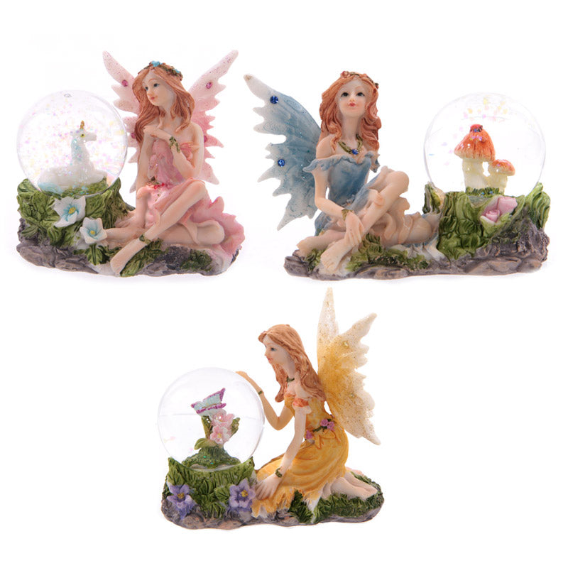 Flower Fairy Sitting Snow Globe