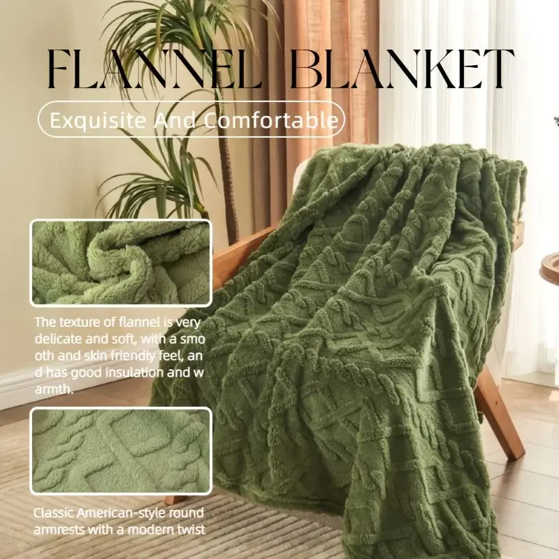 Luxury Plush Fleece Throw Blanket - Ultra Warm Dense Weave Flannel Sofa Bed Cover