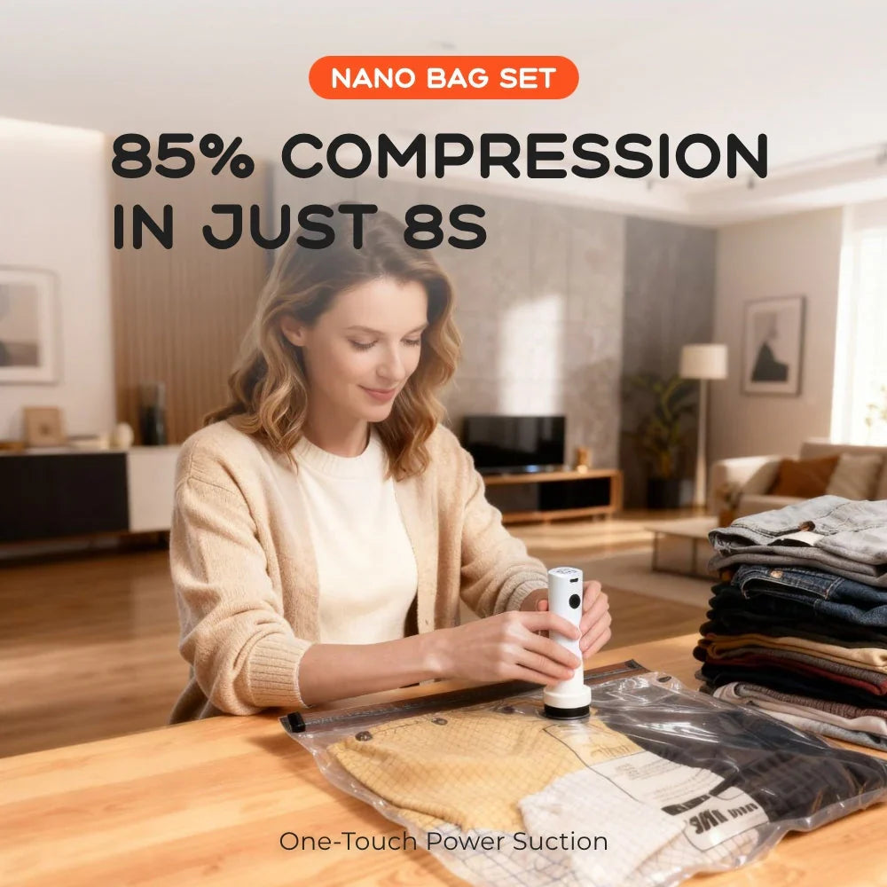 Flextail NANO Vacuum Bag Set 20 Pack - 85% COMPRESSION IN JUST 8S