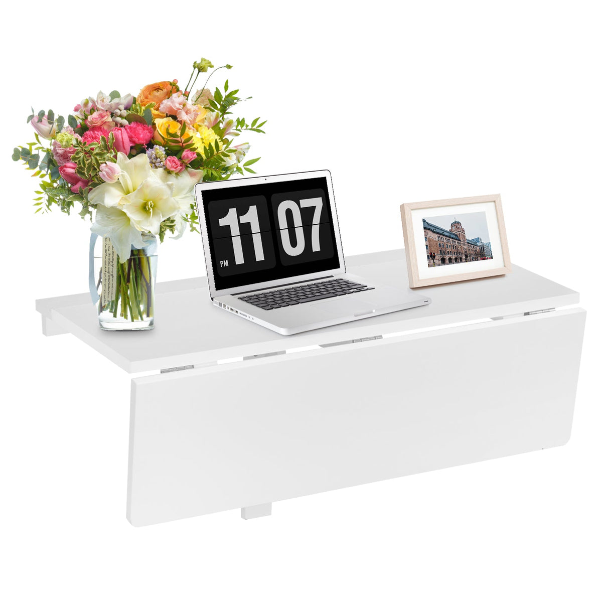 80 x 60 cm Wall Mounted Folding Table Drop-Leaf Floating Writing Desk-Black