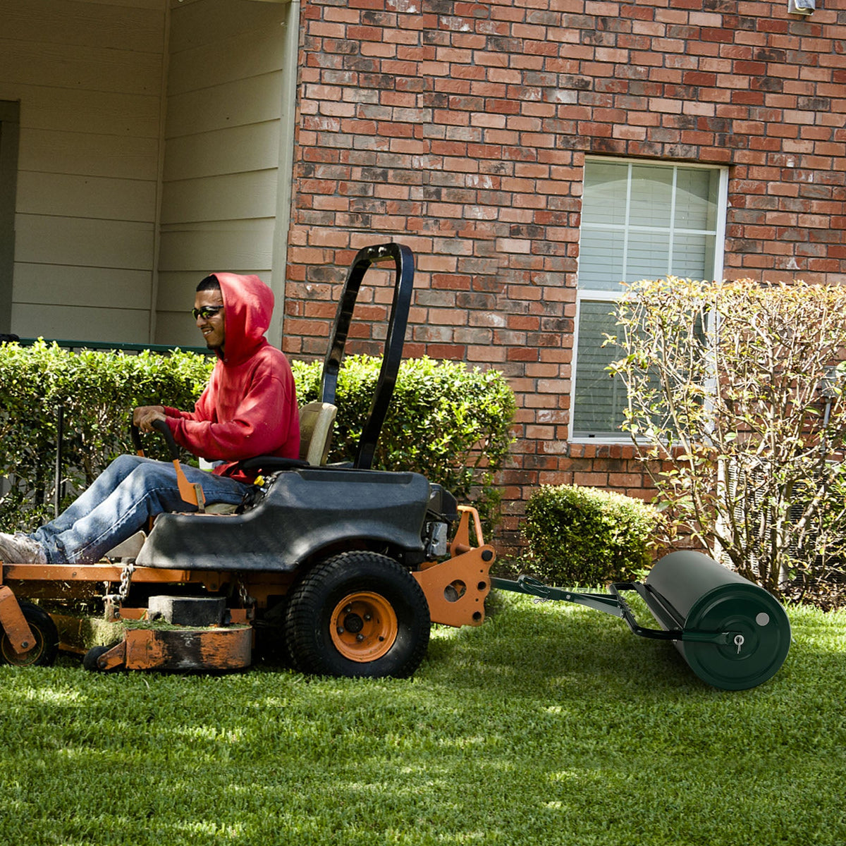 63L Garden Lawn Roller with Gripping Handle-Black