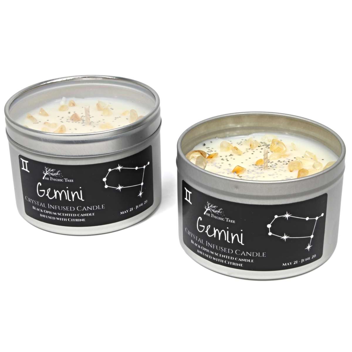 Géminis - Vela Aromática Zodiacal de Cristal y Joyería