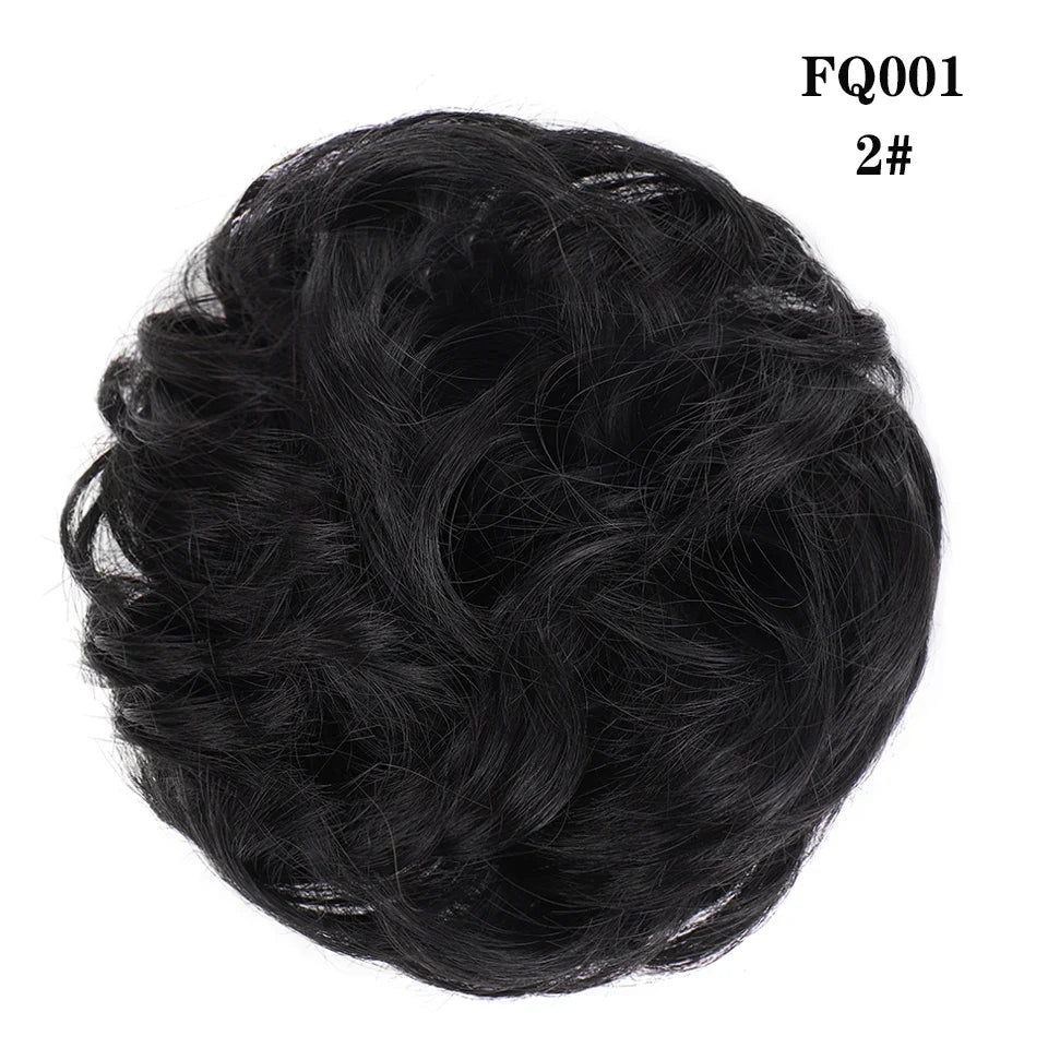 LUPU Synthetic Hair Bun Messy Scrunchies With Elastic Band Natural Fake Hair Tie Pieces Ponytail Colored Black Purple Pink Green