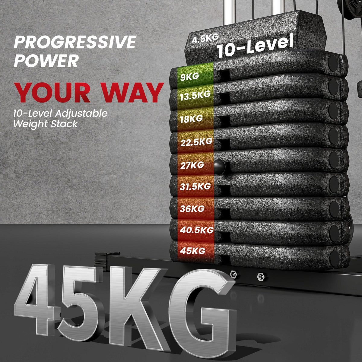 Multifunctional Home Gym Machine 45kg Weight Stack Strength Trainer Station