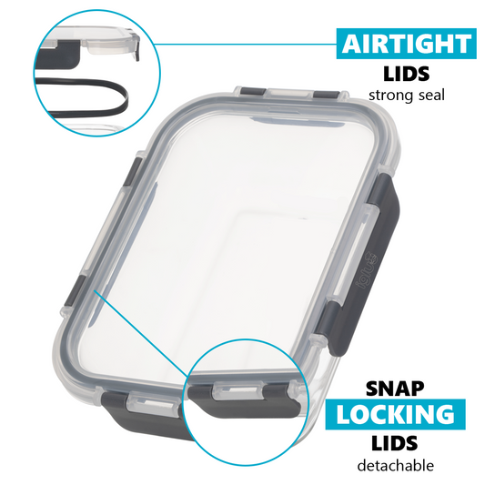 Igluu Glass Food Storage Containers with Airtight Lids | 1050ml | 3 Pack