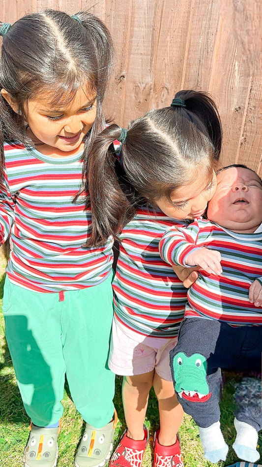 Cara Stripe Kids Rainbow T-Shirt - Premium Cotton Top for Ages 0-5 Years